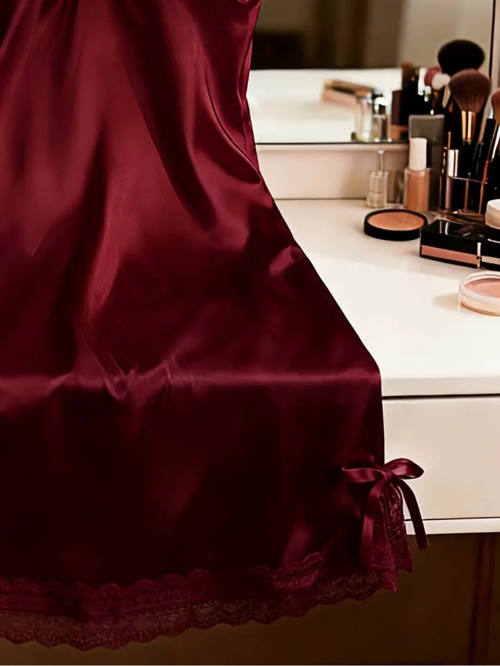 Deep Red, Silky, Night Slip - Picture 6 of 7